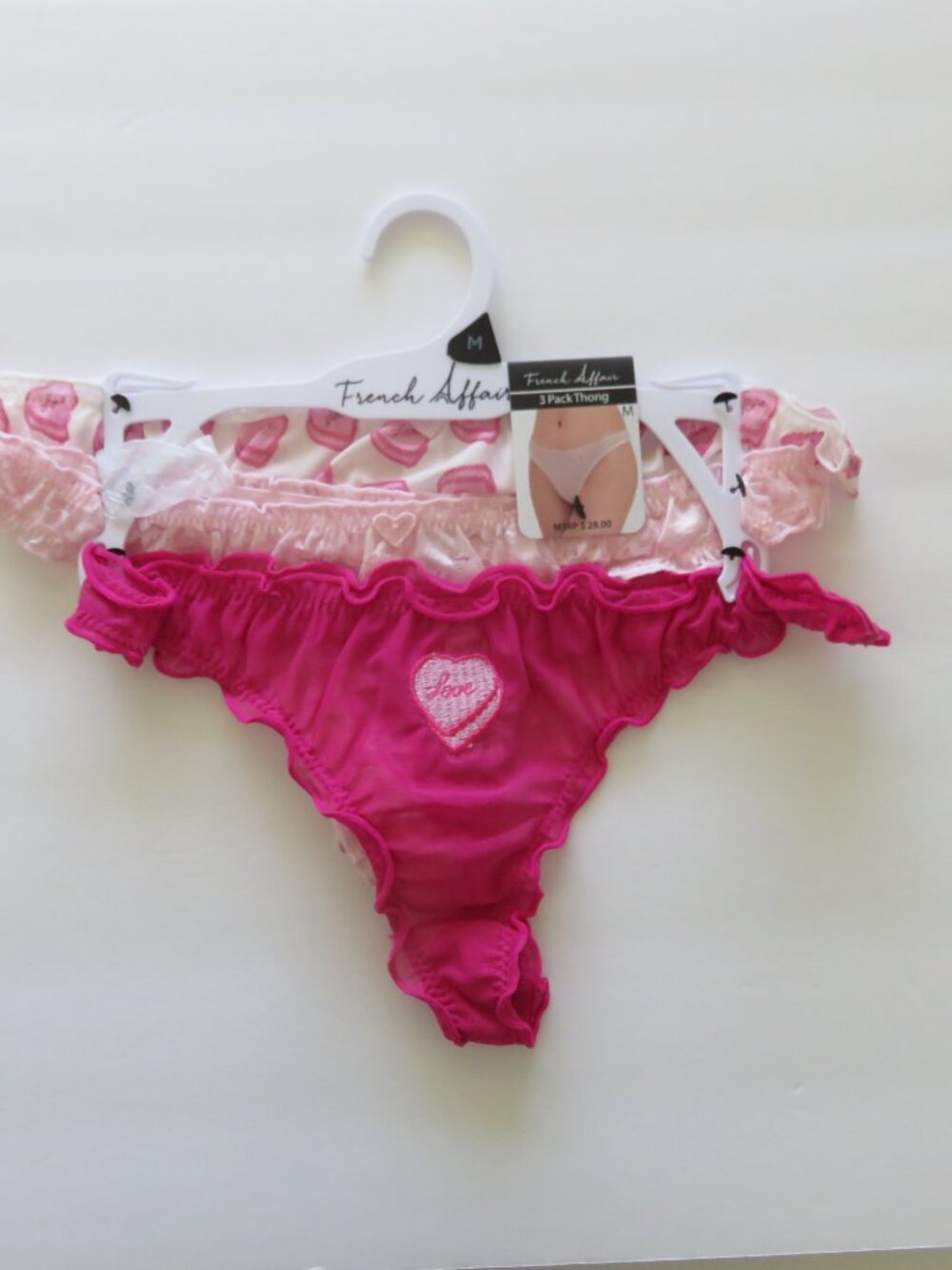 (#124) 3 pack lace thongs by French Affair Size M